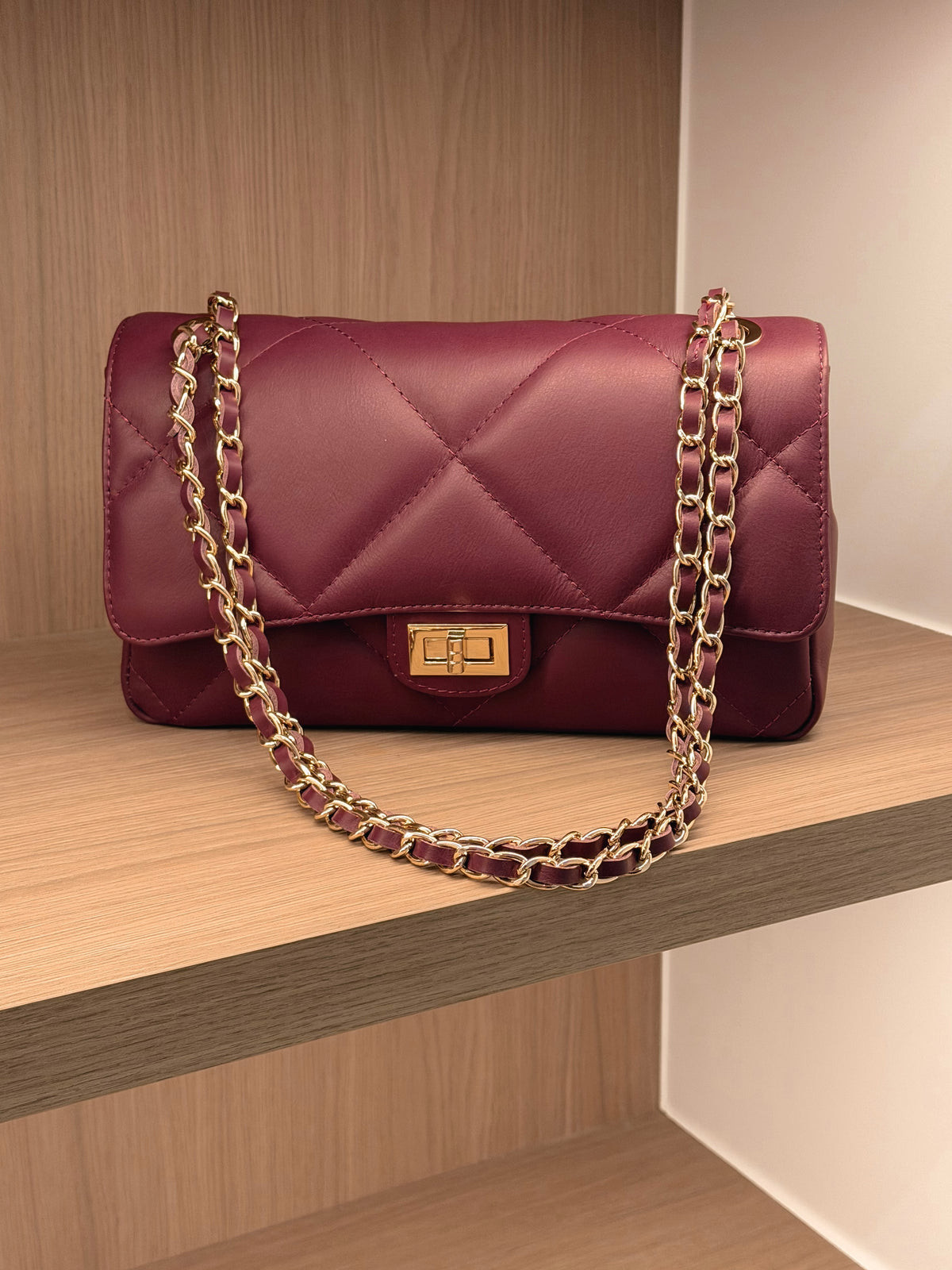 Burgundy Gold Chain Bag