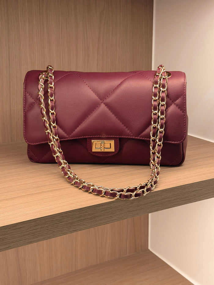 Burgundy Gold Chain Bag