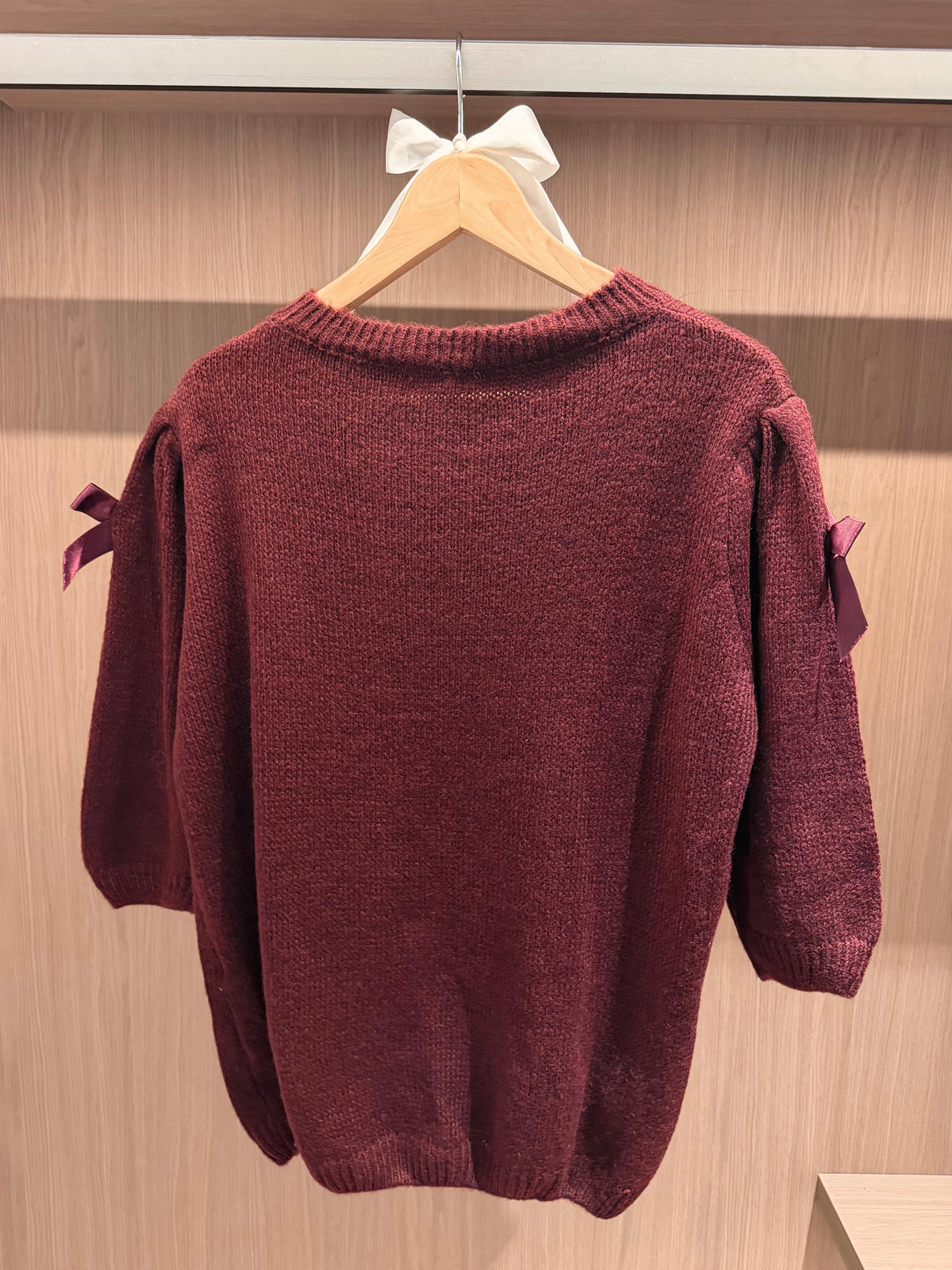 Burgundy Satin Bow Pull