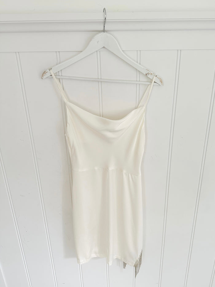 Cream Crystals Satin Dress