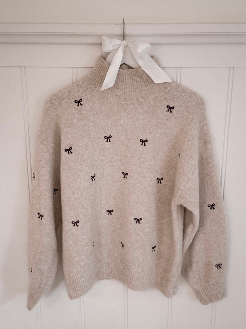Cute Burgundy Bow Sweater