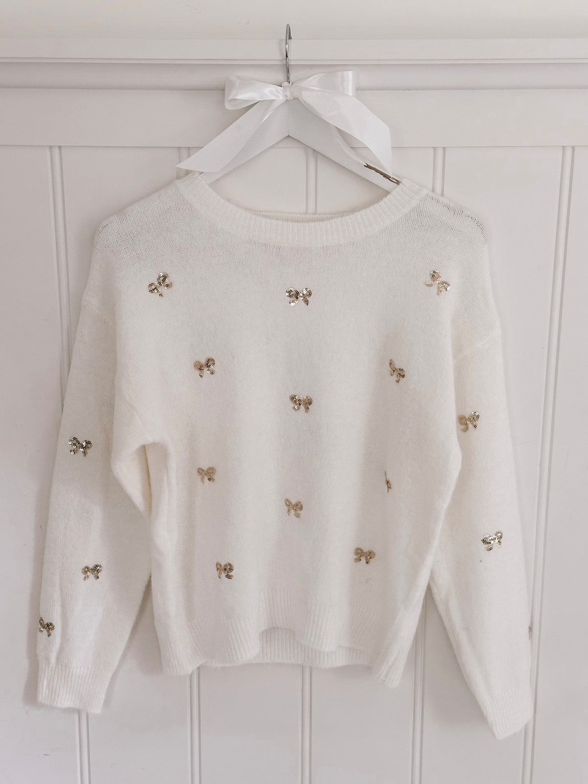 Golden Glitter Bow Sweater