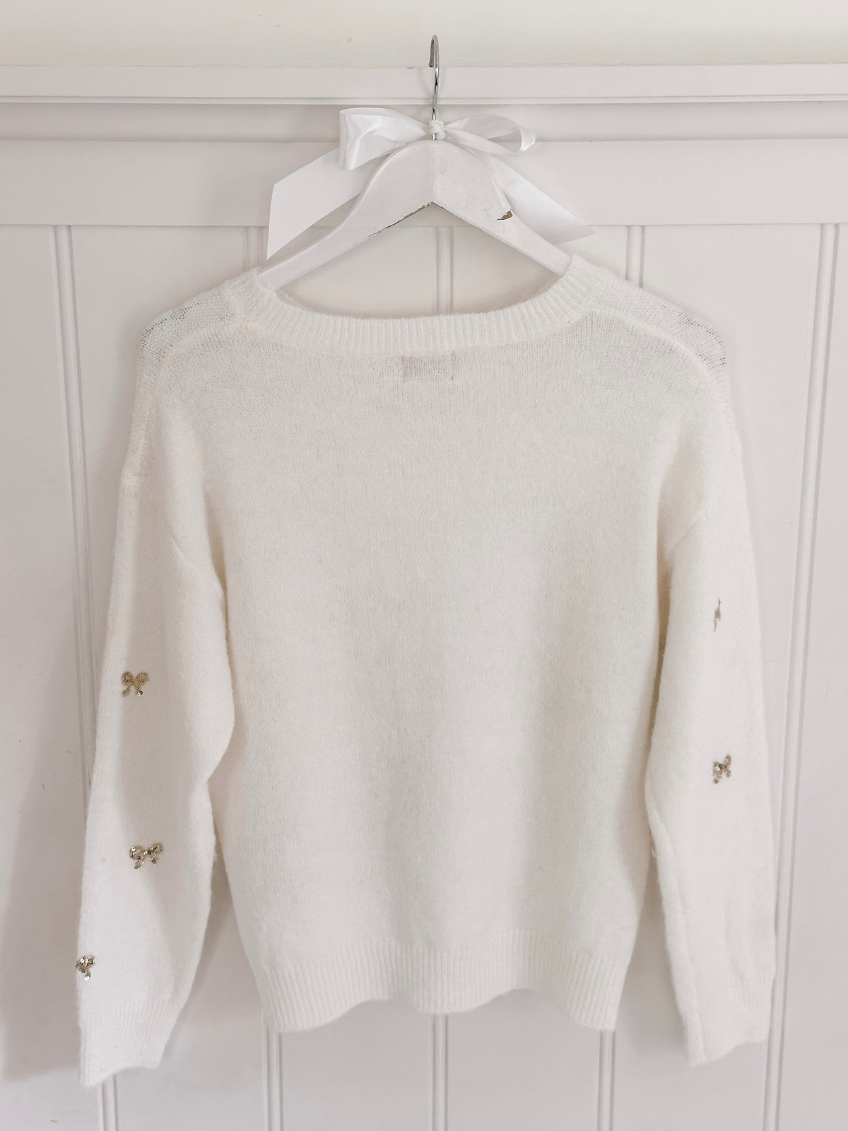 Golden Glitter Bow Sweater