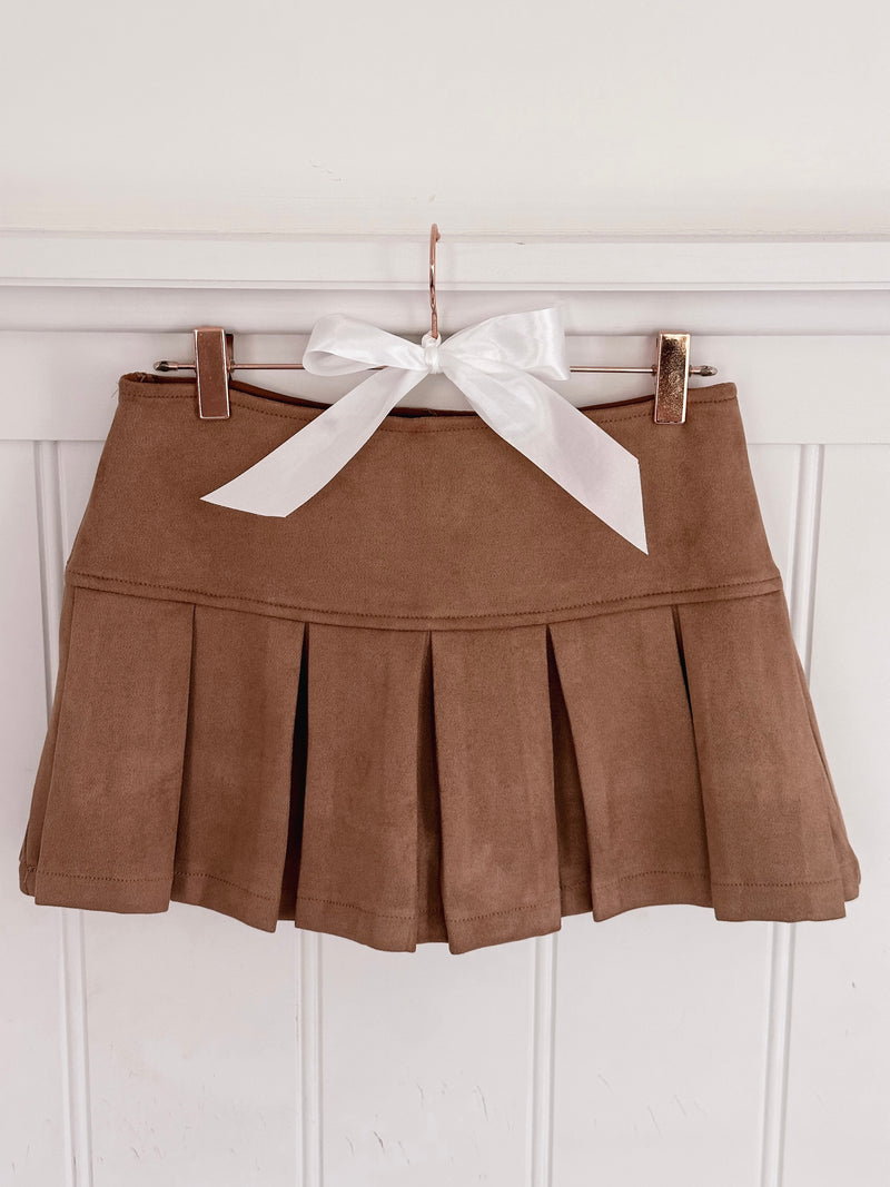 Camel Suede Mini Skirt