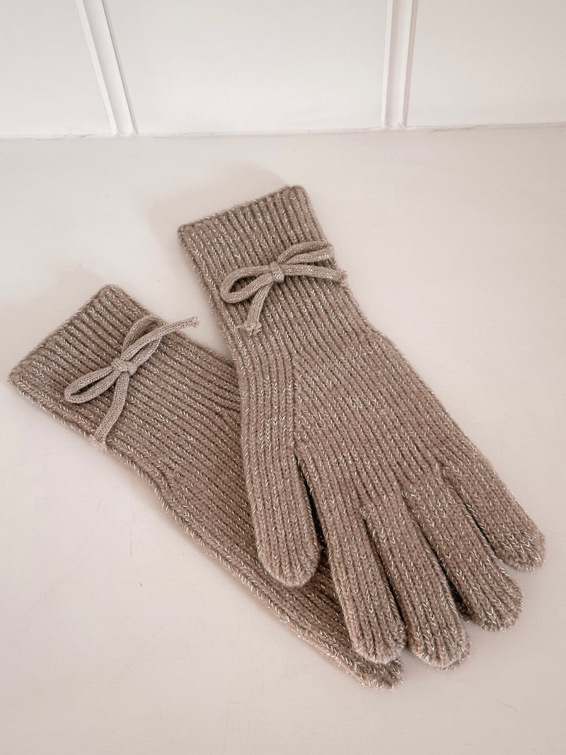 Taupe Bow Gloves