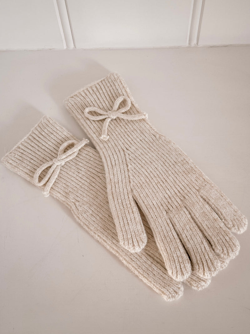 Cream Bow Gloves