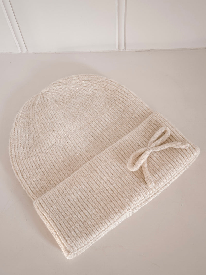 Cream Bow Hat