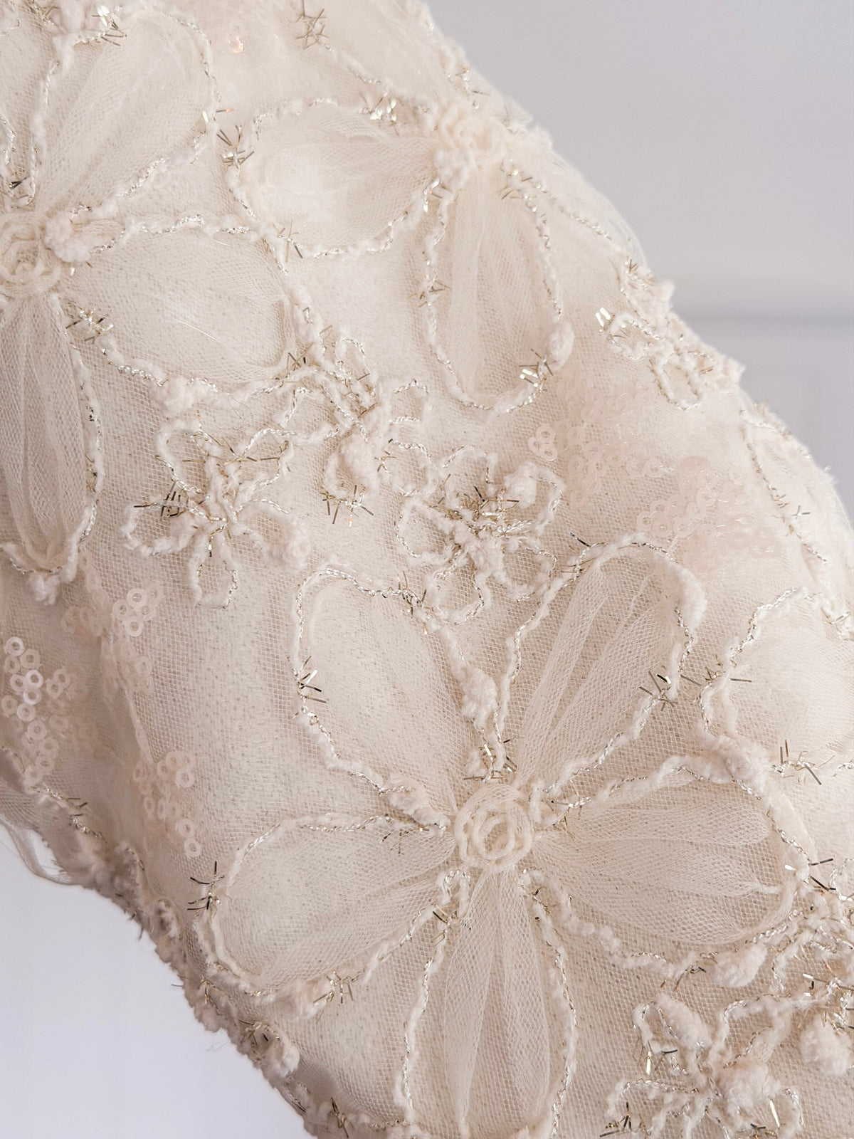 Cream Sparkle Flower Sweater