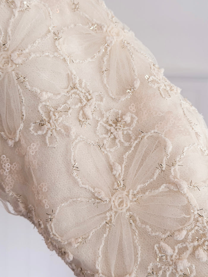Cream Sparkle Flower Sweater