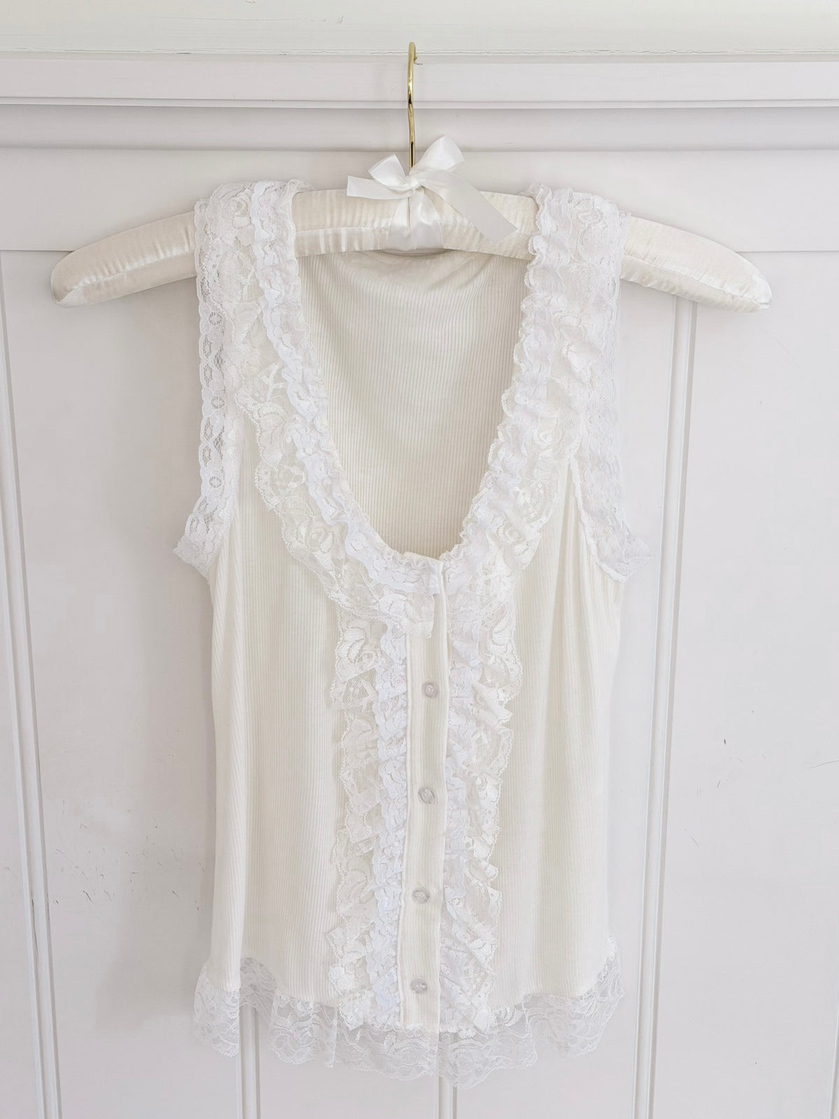 Cream Lace Silk Touch Top