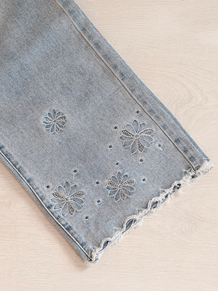 Crystal Bloom Embroidered Jeans