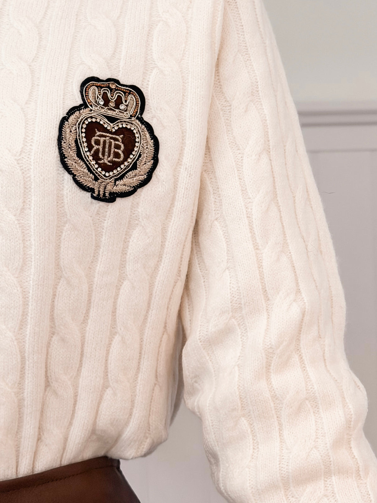 Cream Preppy Cable Sweater