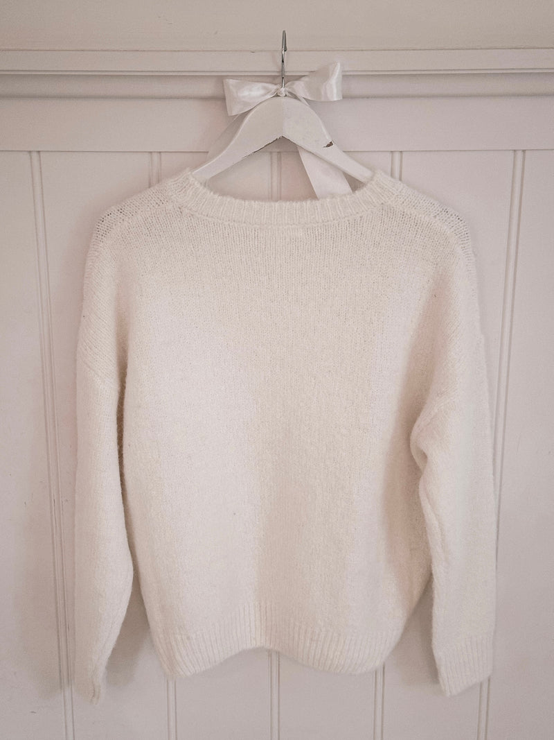Snowy Glitter Bow Sweater