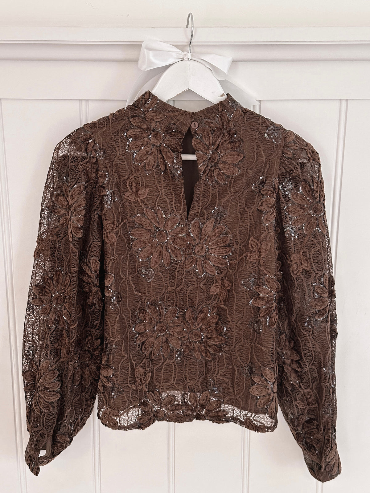 Chocolate Velvet Glitter Blouse