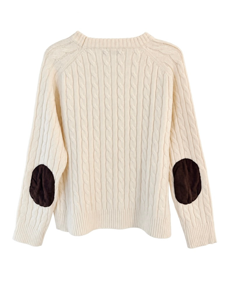 Cream Preppy Cable Sweater
